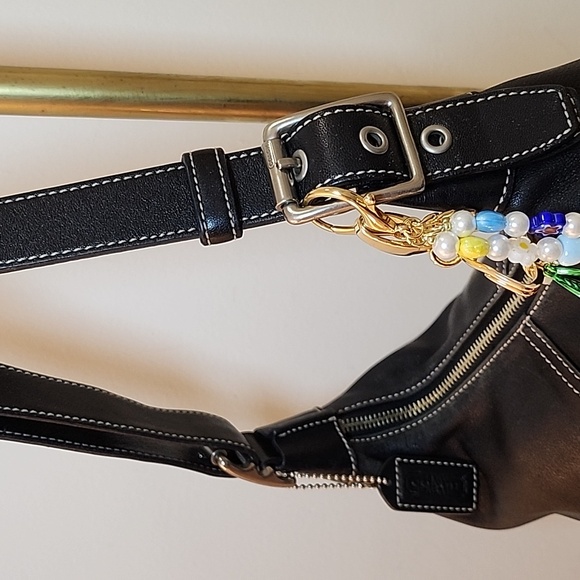 Coach Y2K Legacy Elegant Black Leather Convertible Crossbody Hobo Bag 9566 - Picture 4 of 16